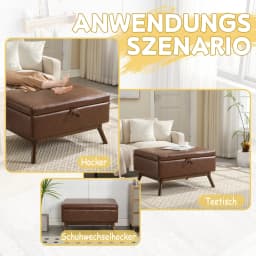 Mid-Century Modern Square Coffee Table Storage Bench, Assembled, Suitable for Living Room, Entryway and Family Room