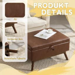 Mid-Century Modern Square Coffee Table Storage Bench, Assembled, Suitable for Living Room, Entryway and Family Room