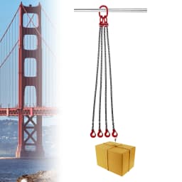 4 Strand Hanging, T8 Wear-Resistant Crane Chain Stop Chain, 1.5 m Chain Hanging, 5T G80 Alloy Steel, for Harbours, Construction