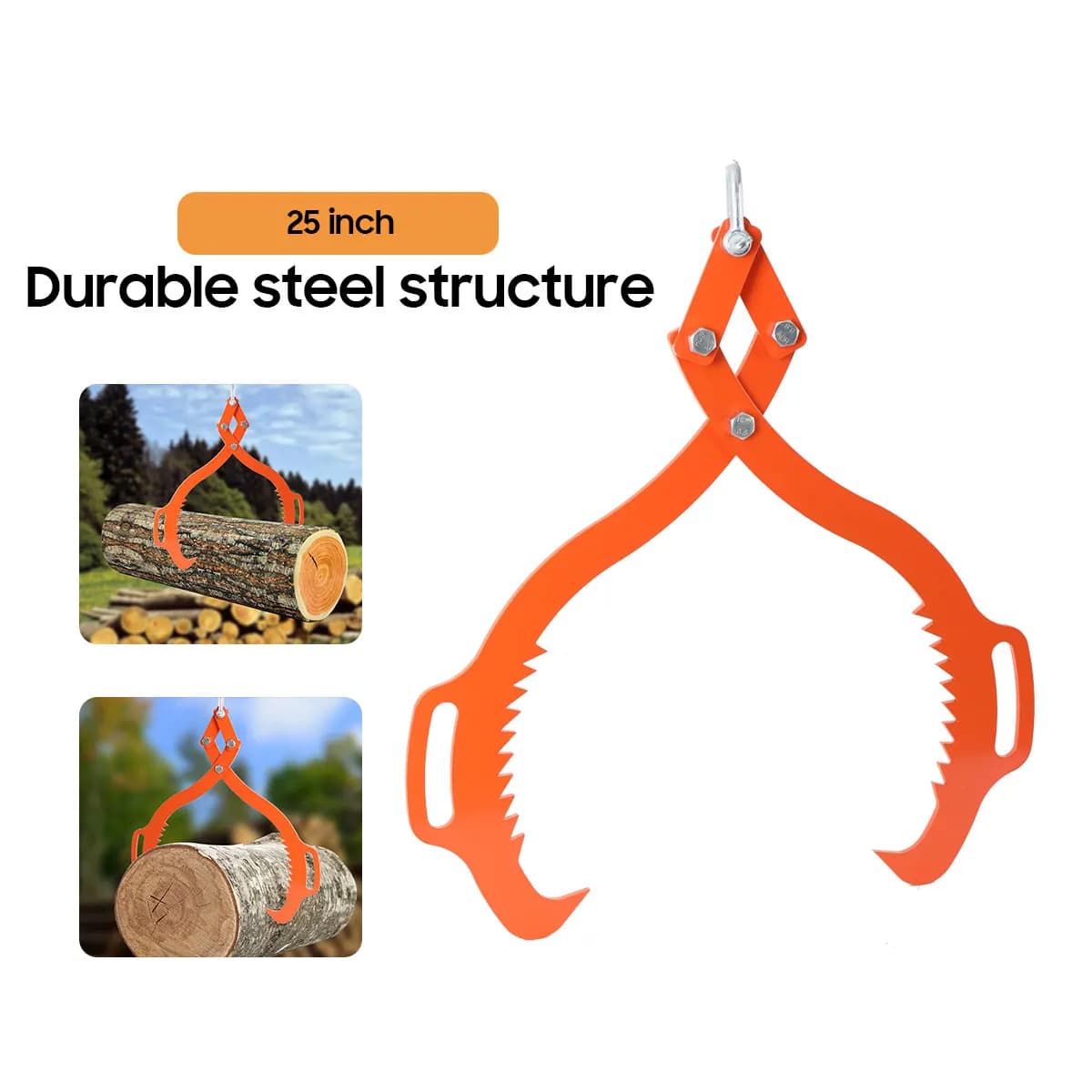 2 Serrated Claw Hook Heavy Duty Log Lifting Pliers Grapple Timber Claw for Lifting Dragging Prying Logs