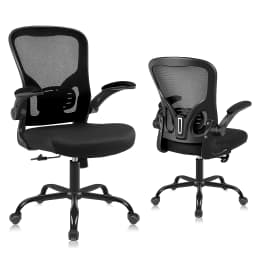 Ralex-chair Office Chair, Desk Chair with Flip-Up Armrests, Ergonomic Mesh Office Chair with Lumbar Support, Black