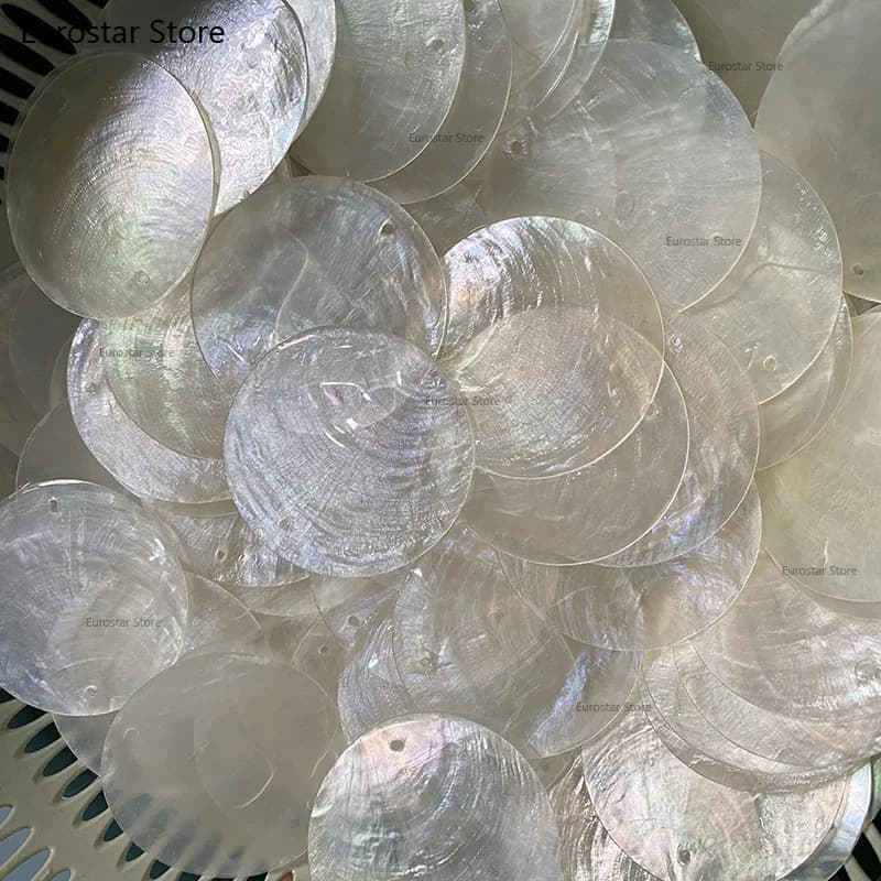 Lighting Fixture Wind Chime Accessories Semi Transparent Soft Shell Circular Double Hole Mirror Raw Materials 50mm