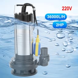 2HP Submersible Water Pump 1500W, 36000L/H Stainless Steel Sump Pump with Float Switch, Clean & Dirty Water Drainage for Swimming Pool, Farm, Industry