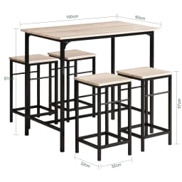 SoBuy OGT11 bar table set, 5 pieces, dining table bistro table with 4 chairs, seating group