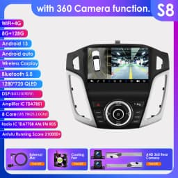 Hizpo 9inch 2Din CarPlay Android Auto Car Radio for Ford Focus 3 MK3 2011 - 2017 Snapdragon6115 GPS Navigation RDS DSP 4G BT SWC 360°CAM