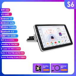 10.1" HIZPO 1Din Universal Android Auto Car Radio 360° Rotatable Screen Multimedia Headunit 4G CarPlay RDS DSP GPS Navi