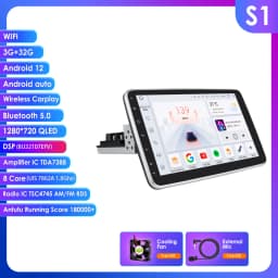 10.1" HIZPO 1Din Universal Android Auto Car Radio 360° Rotatable Screen Multimedia Headunit 4G CarPlay RDS DSP GPS Navi