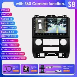 HIZPO 2Din 9inch Android Auto Car Radio for Ford Escape 2007 - 2012 Multimedia Navigation GPS 4G BT CarPlay RDS DSP SWC WiFi