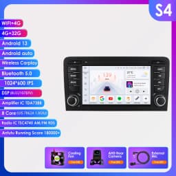 Hizpo Android 13 Auto Radio for Audi A3 8P 2003-2011 S3 RS3 Sportback Carplay Car Multimedia RDS GPS No 2din Autoradio 8+128G BT