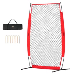 SucceBuy Baseball Screen for Batting CageBaseball & Softball Safety Screen Body Protector Portable Batting Screen Bag Red Black