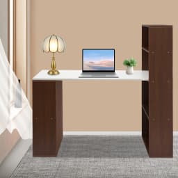 Desk Wear-Resistant Computer Table with Shelves Easy to Clean Office Table with Bookshelf for Bedrooms/Living Rooms/Study Rooms