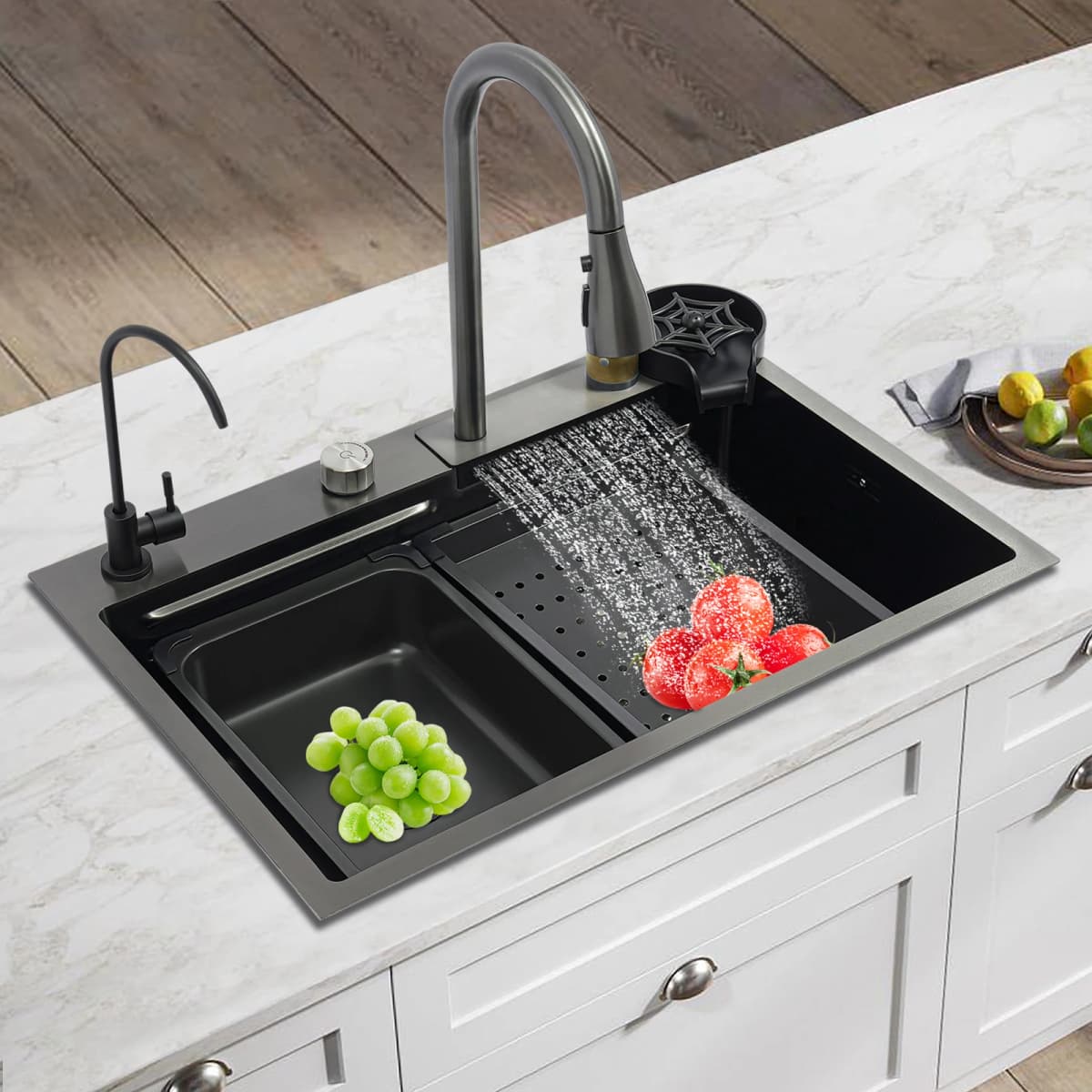 Kitchen Sink, Household Sink Set, Stainless Steel Sink Two Installation Methods for Washing and Cleaning Food, Fruits, Vegetable