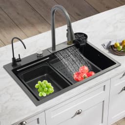 Kitchen Sink, Household Sink Set, Stainless Steel Sink Two Installation Methods for Washing and Cleaning Food, Fruits, Vegetable