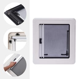 450x500MM RV Window Camper Push Window Caravan Extrapolated Ventilation Window with Integrated Sunshade Angle Adjustable 70°
