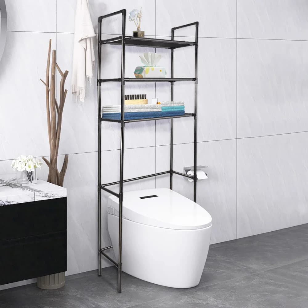 Storage Shelf for Bathroom Space Saver Over Toilet Rack Storage Organizer Rack Floor-to-ceiling Bathroom Rack Storage Accessory