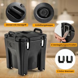30L Cool Box Insulated Box with Wheels, Stackable Thermal Box with Stainless Steel Interior & 2 Handles, Keep Cool or Warm