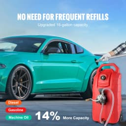 SucceBuy 16Gal Fuel Caddy 7.8 L/min Portable Gas Storage Tank Container with Hand Pump & Wheels Oil Transfer for Gasoline Diesel
