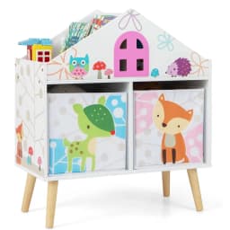 Children's Bookcase with 2 Storage Boxes, Wooden Toy Chest for Children's Room, Playroom, 62 x 30 x 72 cm