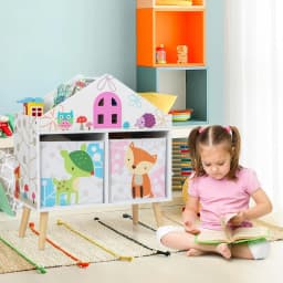 Children's Bookcase with 2 Storage Boxes, Wooden Toy Chest for Children's Room, Playroom, 62 x 30 x 72 cm