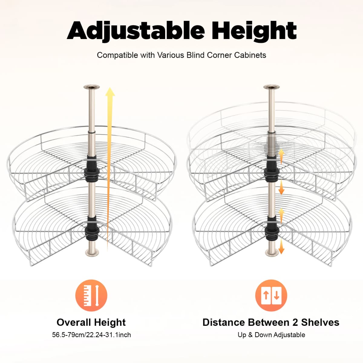 Carousel Cabinet Swivel Base, Corner Cabinet Swivel Fitting, Adjustable Kitchen Swivel Fitting 3/4 Circle 270° Corner Design