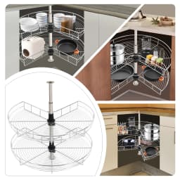 Carousel Cabinet Swivel Base, Corner Cabinet Swivel Fitting, Adjustable Kitchen Swivel Fitting 3/4 Circle 270° Corner Design
