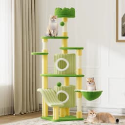 Oak & Tea Cat Tree 162cm Green scratching post Tipping Protection Climbing Sent Large Platform Cave Recumbent & Toys