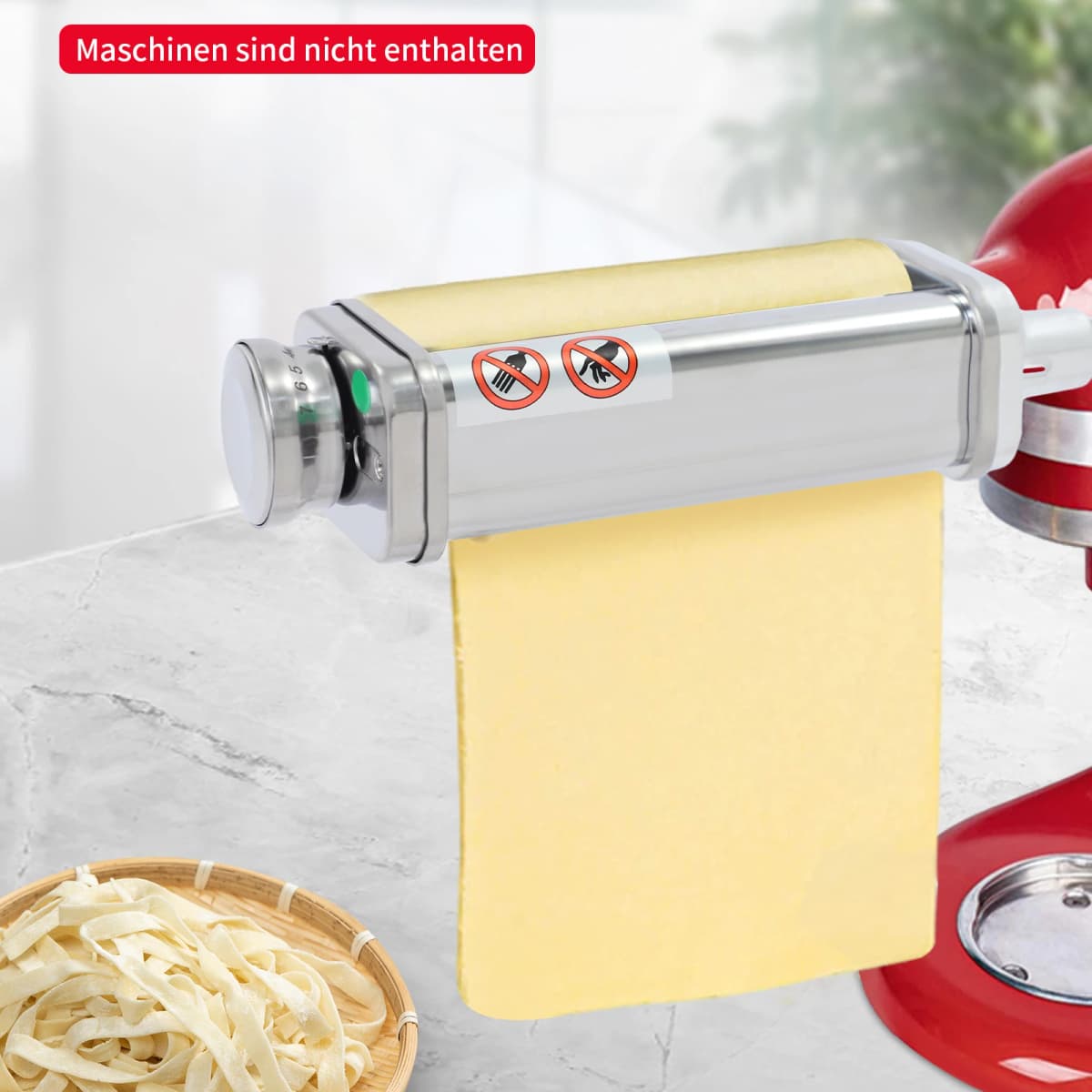 Stand Mixer Dough Roller Attachment with Adjustable Thickness Stainless Steel Construction for Kitchen Use