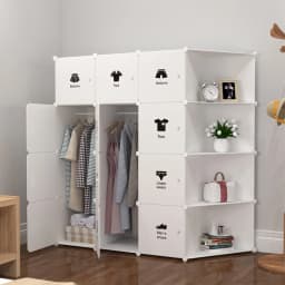 Plastic Cube Storage Bins, Bedroom Armoire With Doors, DIY Toys Organizer Shelves, Clothes Dresser Closet Modular Cabinet