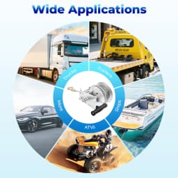 Manual Winch 3500lbs Max Pulling Force, Silver Steel Construction Manual Winch, 4:1/8:1 Gear Ratio, for Trucks Trailers Boats