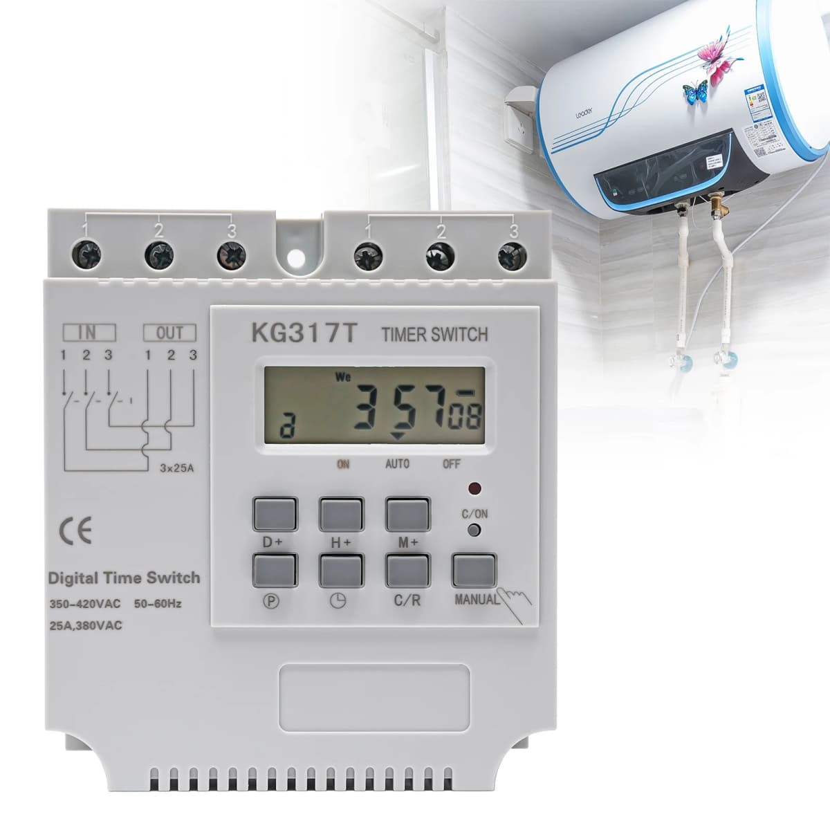 25A 3-Phase Digital Timer Programmable Timer Time Switch 380V 50-60HZ KG317T