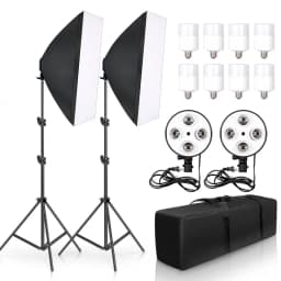 Photo Studio Kit Softbox 8 LED 15W Kit E27 Holder Photographic Lightings 2 Light Stand 2 Softbox for Camera Photo Accessories