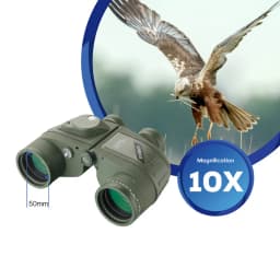 Marine Binoculars for Adults 10x50 Waterproof Binoculars with Rangefinder Compass for Birdwatching Hunting