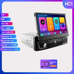 Hizpo 7 Inch Android Universal 1din Car Radio CarPlay GPS Navigation Intelligent Systems 1 Din Stereo Manual Retractable Screen