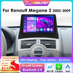 OSSURET CarPlay Android 14 Car Multimedia Video Player For Renault Megane 2 2002-2009 Navigation GPS 2din 4G autoradio RDS 6115