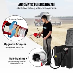 SucceBuy Portable Diesel Tank 58/116Gal & 10 GPM Flow Rate Diesel Fuel Tank with 12V Electric Transfer Pump and 13ft Hose