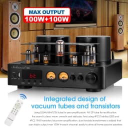 Nobsound HiFi Hybird Stereo Valve Tube Amplifier Bluetooth 5.0 Audio Receiver COAX / OPT Power Amp USB Player