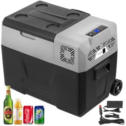 SucceBuy 30L 40L 50L Car Refrigerator Portable Compressor Fridge Freezer W/ Wheel & Draw Bar for Camping Picnic Boating Use