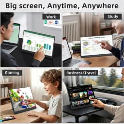 UPERFECT 15.6 inch 1920*1080 Touchscreen IPS Secondary Screen Portable Monitor 100% SRGB USB C HDMI 10-Point Touch Small Computer Display For Gaming PC Phone Laptop Drawing with 2 Speakers VESA