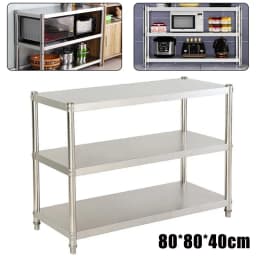 3 Tiers Kitchen Shelf Shelving Rack Restaurant Shelves Rack Stainless Steel Storage Organizer 80X40cm