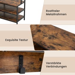 Corner coat rack with bench, L-shaped dresses stand with open shelves & 7 hooks, wardrobe, hallway wardrobe for hallway
