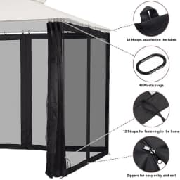 Mosquito Net for Gazebo Outdoor Canopy Insect Net Mosquito Netting with Zippers Mosquito Curtain for Garden Patio Mosquito Mesh
