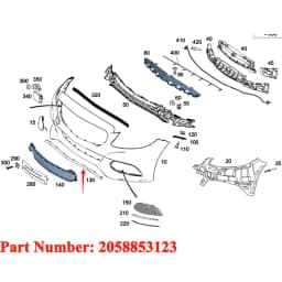 2058853123 Front Bumper Lower Lip Chrome Trim for Mercedes Benz C Class W205 C300 Front Splitter Lip 2015 2016 2017 2018