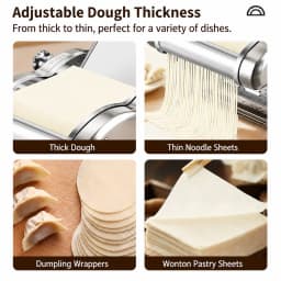 Electric Pasta Maker Machine Stainless Steel Household Dough Roller Noodle Press with 3 Cutting Rollers and 6 Thickness Settings for Dumpling Wrapper Fresh Noodles