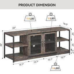 TV Stand for 65+ Inch, Farmhouse TV Stand, Entertainment Center with Storage Cabinet and Mesh Doors Console Cabinet