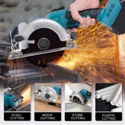 6500R/MIN 5-Inch 125MM Cordless Blue Circular Saw Brushless Motor Multi Angle Cutting Suitable For 18V Battery Power Tools