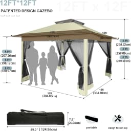 3x3M Waterproof Stable Folding Pavilion,Pop-up Garden Pavilion with 4 sidewalls Mosquito Net,Party tent,Double roof For Garden