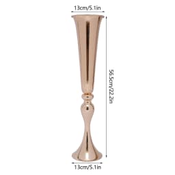 6Pcs 22-in Tall Gold Trumpet Wedding Flower Vases, Tabletop Flower Stand for Wedding Road Lead Anniversary Birthday Party Decor