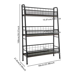 3-tier Record Storage Shelf with 4 Adjustable Feet Record Holder for Placing Letters, Magazines, Books