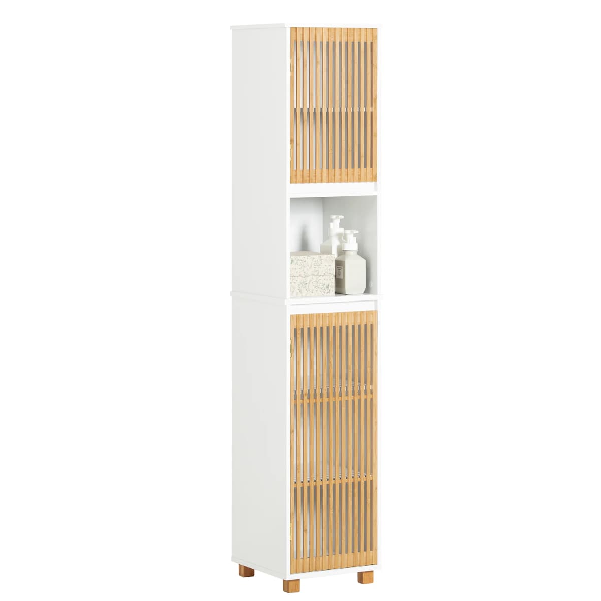 SoBuy BZR127-W High wardrobe bathroom wardrobe bath wardrobe narrow bathroom shelf bathroom wardrobe bathroom furniture BHT approx. 33x165x33