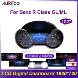 AUTOTOP 12.3 1920*720 Linux Car LCD Digital Dashboard Cluster For Benz R Class ML GL Auto Instrument Panel Cockpit